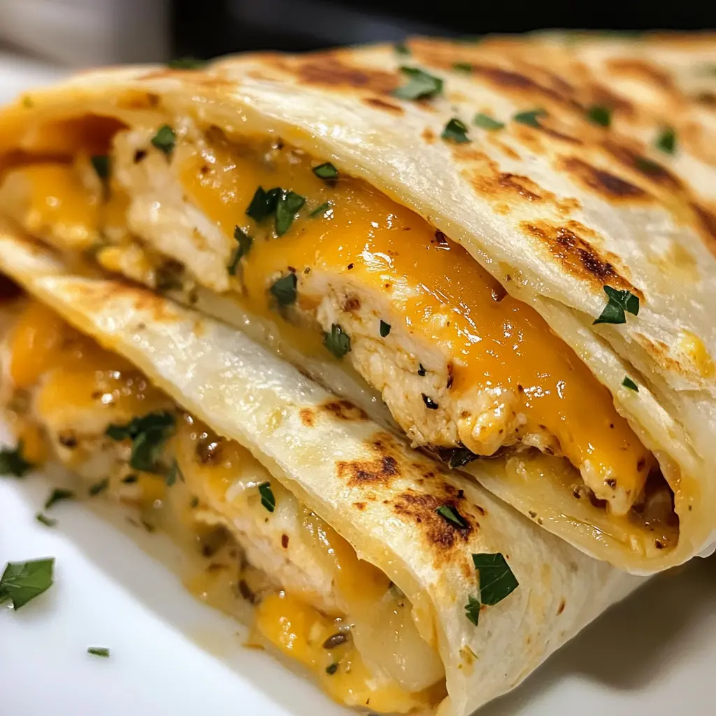 Great Cheesy Garlic Chicken Wraps Recipe