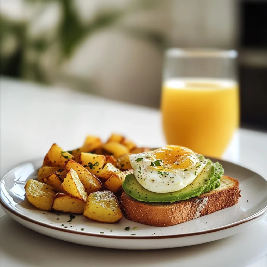 Vegan egg loaf recipe-A serving of vegan egg loaf with avocado toast and potatoes.