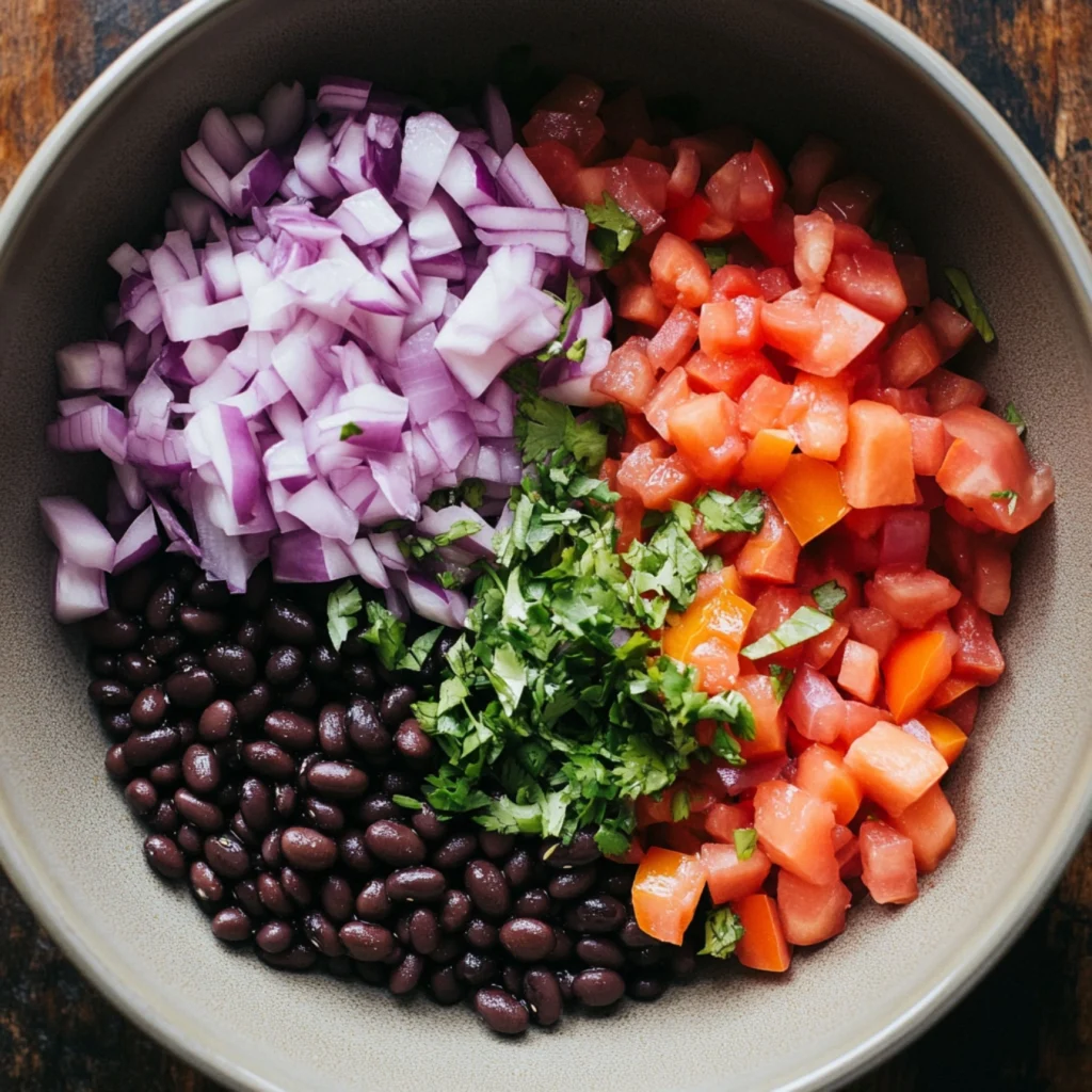 Onion, tomato, beans, coriander