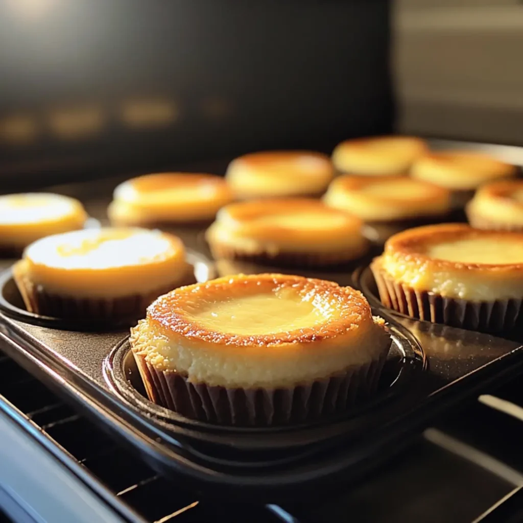 Jiggle test for mini cheesecakes inside the oven