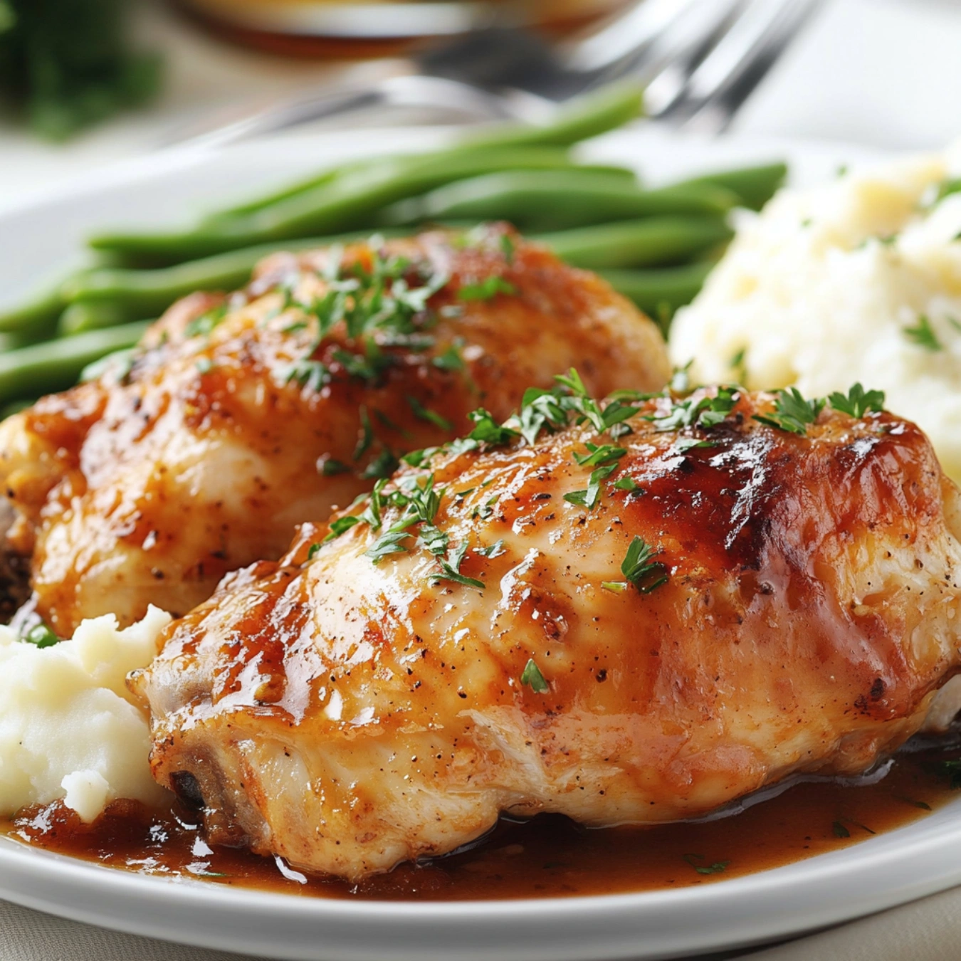 Golden Corral-style baked chicken with sides