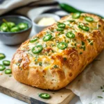 Vegan jalapeno cheese artisan bread with golden crust