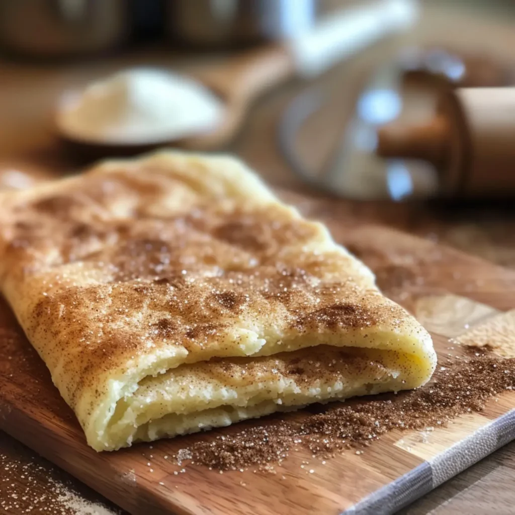 Spreading cinnamon sugar on bread for French toast roll-ups.